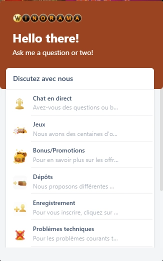 winorama casino d'assistance clientèle